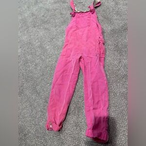 Mini Boden Floral Pink Overalls six e5-6